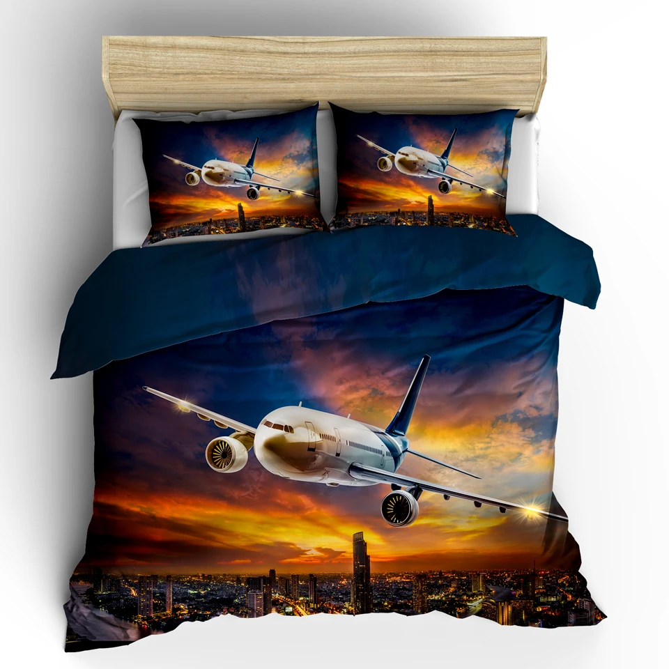 

3D комплект постельного белья с самолетом, одноместный, двуспальный кровать размера Королевский размер постельное белье, покрывала, скандин...