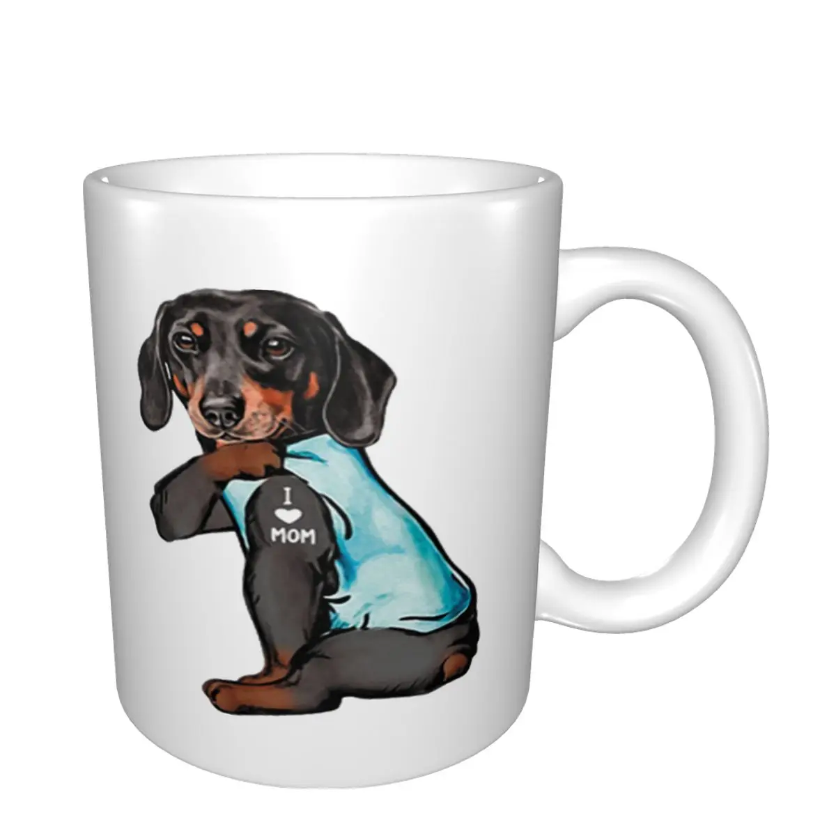 Кружка для влюбленных с татуировкой таксы я люблю маму и собаку кофейная чашка