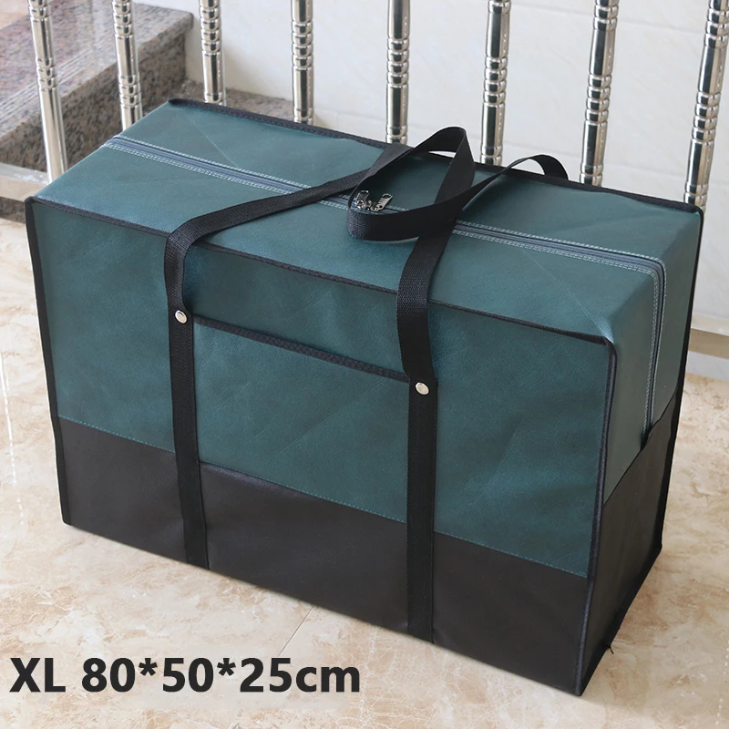 green XL 80x50x25cm Переносная большая сумка из водонепроницаемого холста, Большая вместительная Мужская Дорожная сумка из ткани Оксфорд, стеганая сумка, упаковка для багажа - Цвет: green XL 80x50x25cm
