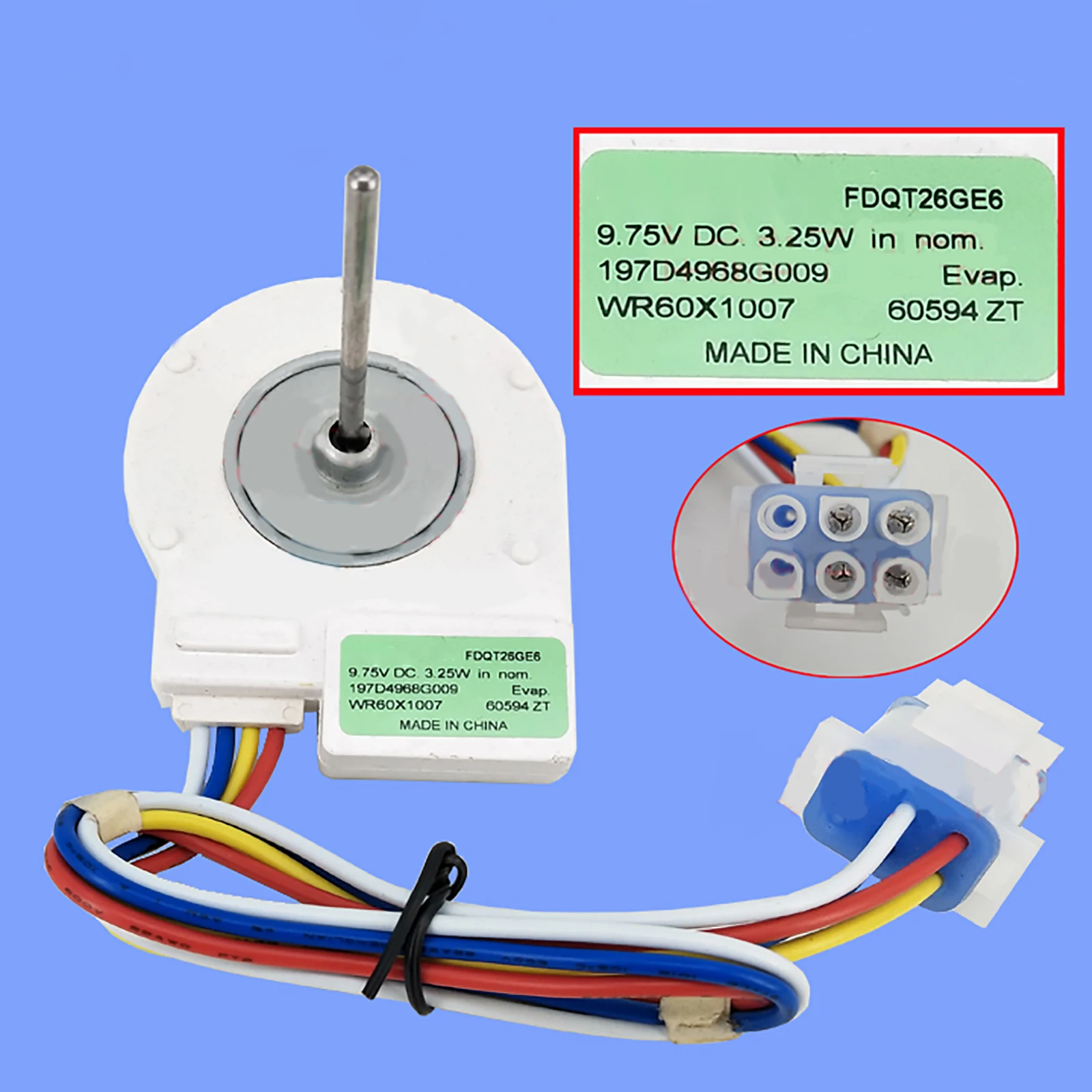 

Refrigerator Ventilation Fan Motor Reverse Rotary Motor FDQT26GE6 DC9.75V 3.25W fan without temperature-sensing head