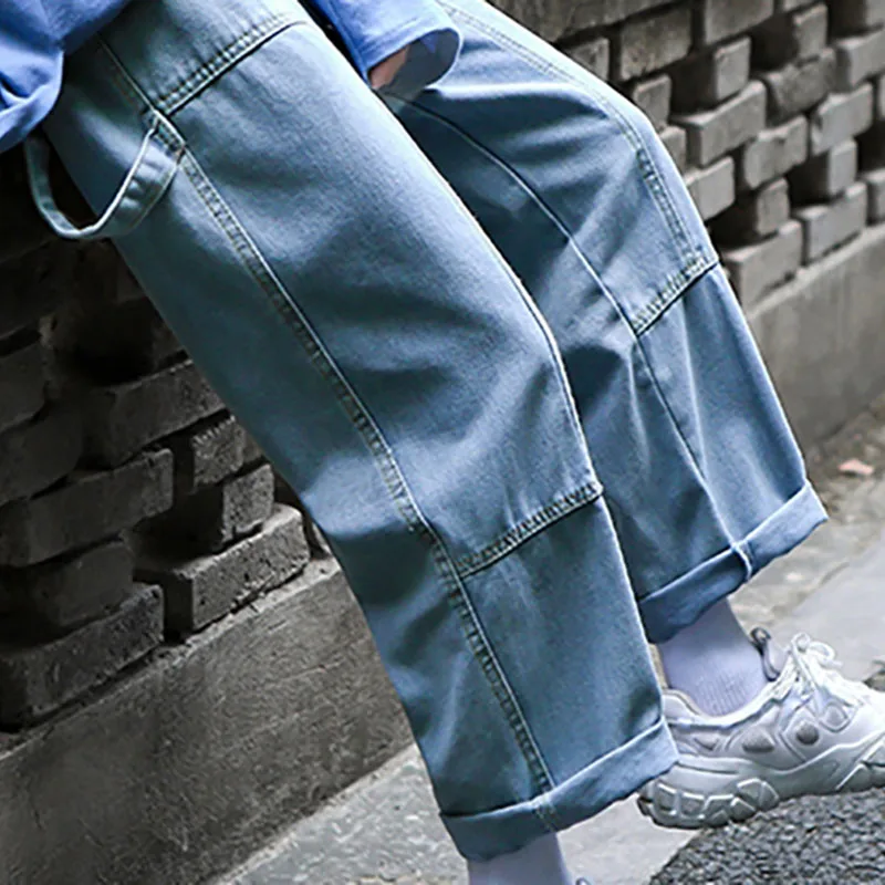 

Male Jeans For Men 2020 Korean Style Baggy Pants Straight Loose Casual Trousers Homme Trendy Wide Leg Dragging Overalls Autumn