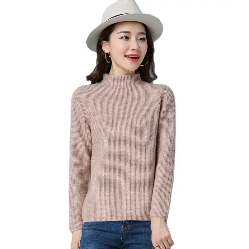 

2021 half-high-collar pure-color sweater women's short paragraph loose long-sleeved Korean wild thick autumn and winter linens