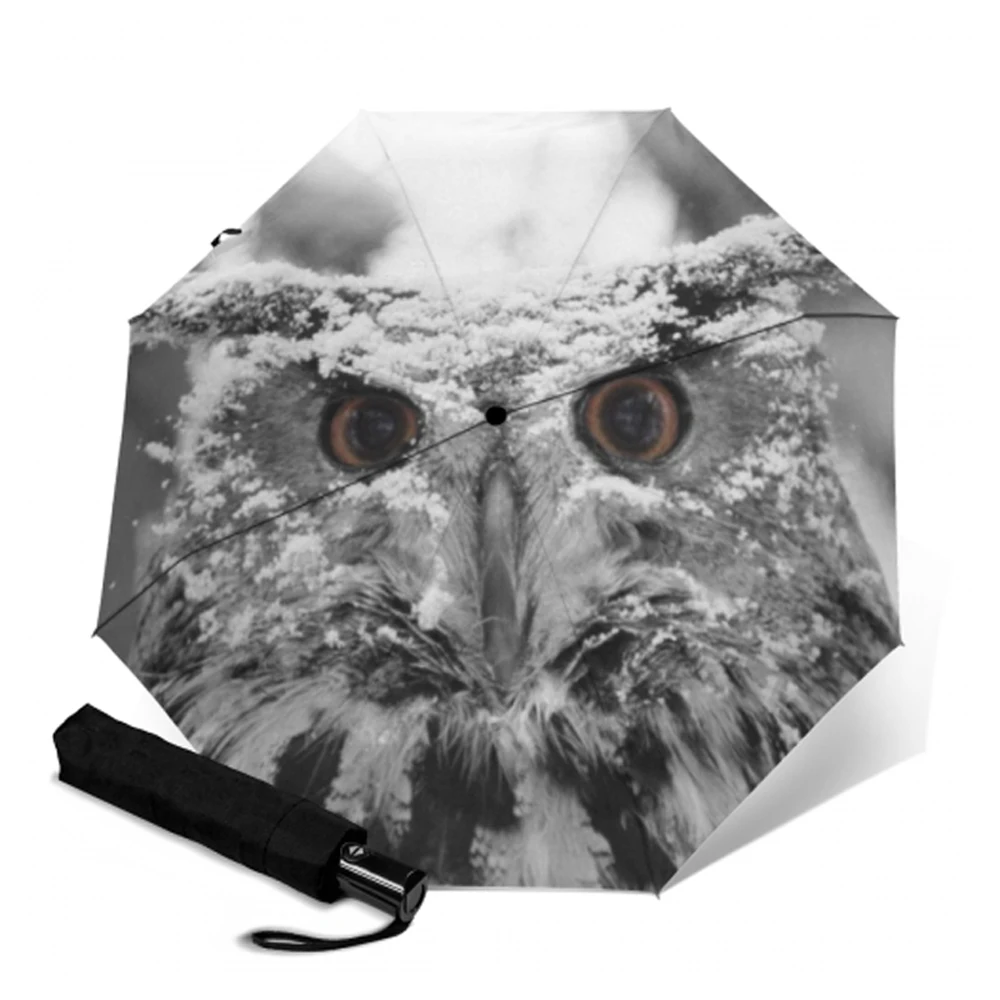 Креативный Зонт с принтом милой совы автоматически открывающийся и