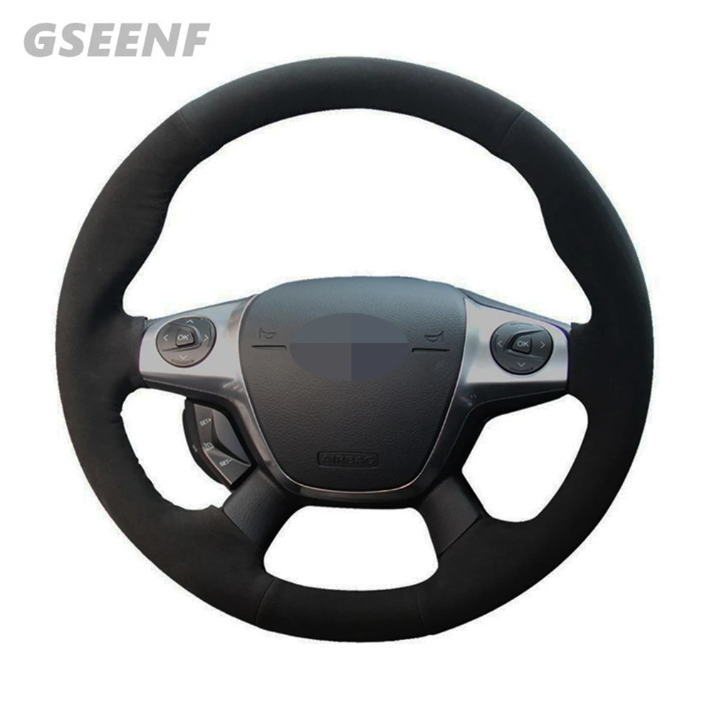Чехол рулевого колеса автомобиля для Ford Focus 3 2012 2014 C MAX 2011 KUGA Escape 2013 2016 черная