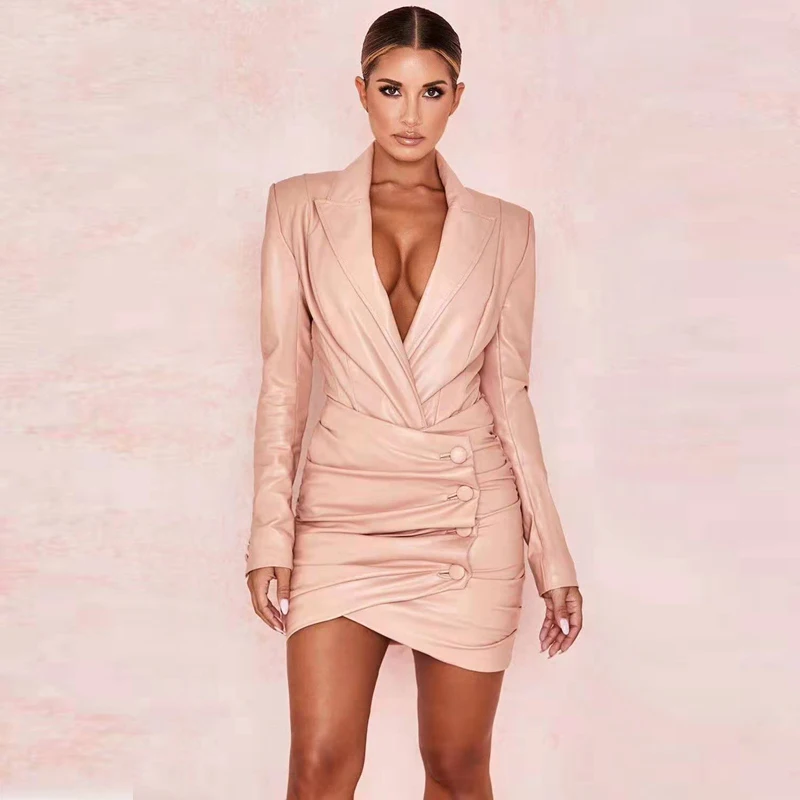 Новая мода хит продаж женское платье из искусственной кожи высокого качества