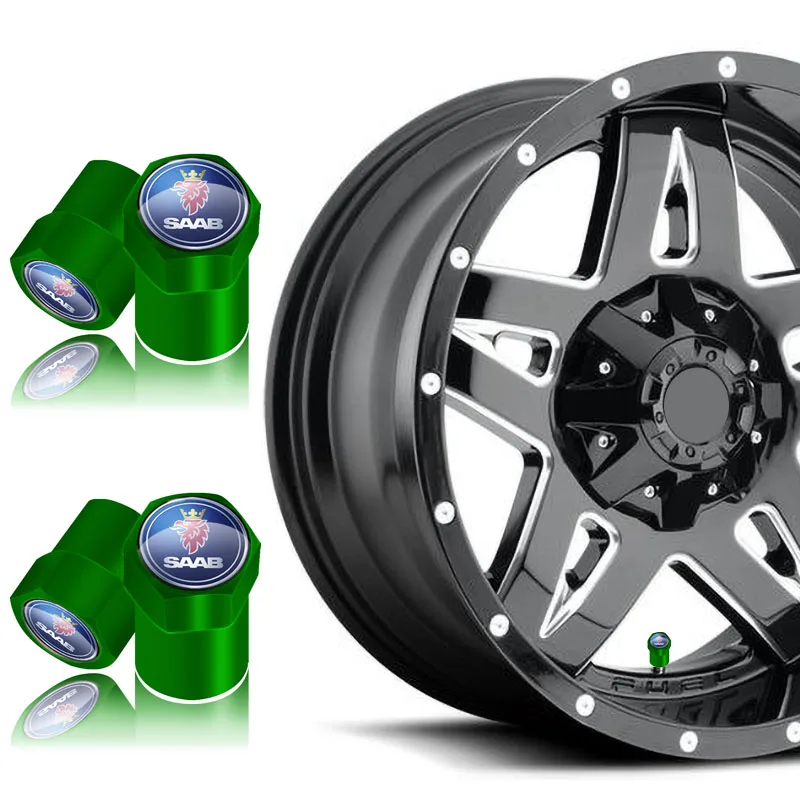4 шт. Зеленый колеса клапан для шин покрышки авто запчасти крышка решетки Saab 93 95 9 3