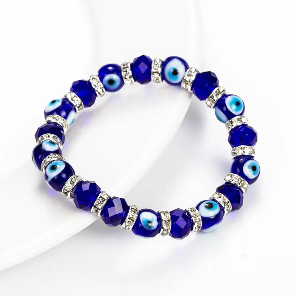 Браслет из бусин ForEvil Eye эластичный стеклянный амулет с драгоценными камнями
