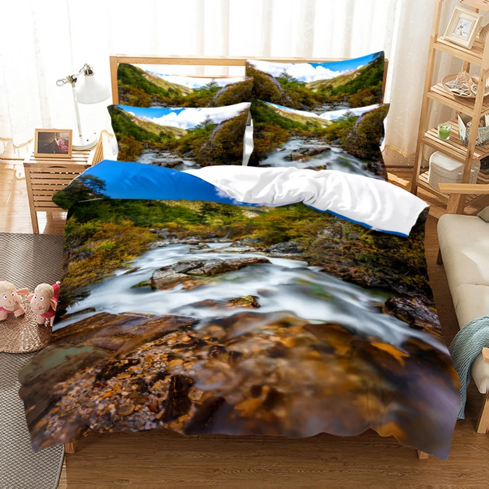 

Natural Scenery 3D Print Comforter Bedding Set Cloud Sky Lake Fantastic Queen Twin Single Duvet Cover Set Pillowcase Home Luxury