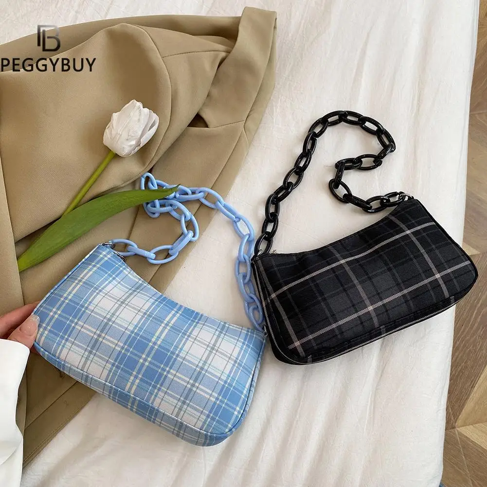 

Plaid Print Underarm Bags Fashion Cloth Ladies Handbags 2022 Women Shoulder Bags Ladies Daily Clutch Casual Totes Pouch Hot Sale