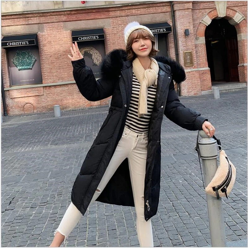 

2019 New Arrival Women Winter Jacket Thicken Fur Hooded Warm Female Parka Long cotton Padded women Coat High Quality 410