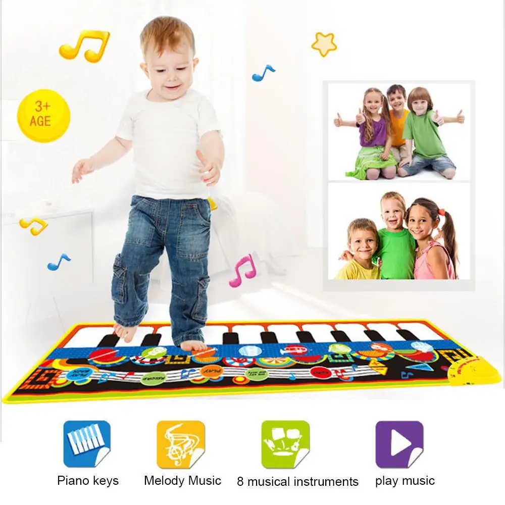

Easy To Clean Built-In Speaker 19 Piano Keyboard Gift Easy To Carry Kids Early Educational Toys 5 Modes Dancing Mat Carpet