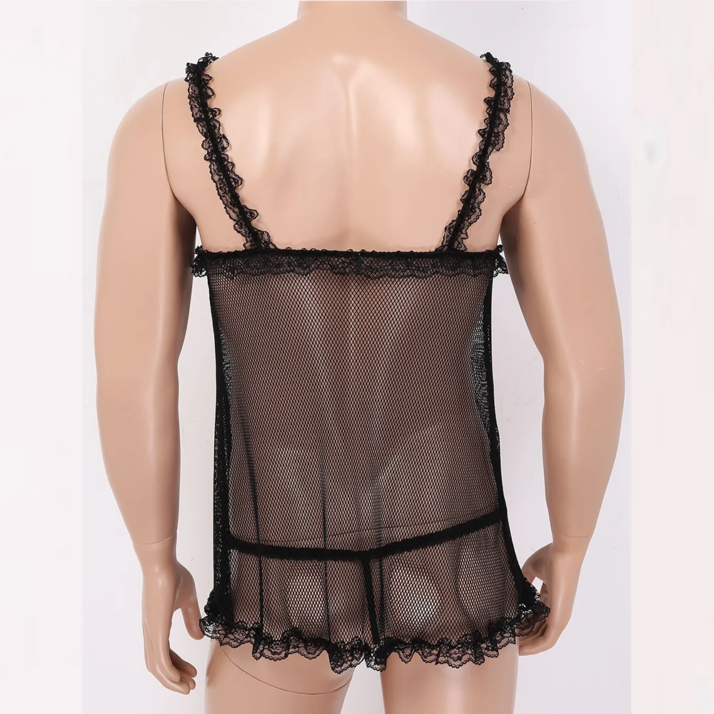 Комплект мужского прозрачного кружевного нижнего белья s Нижнее белье Sissy топ с