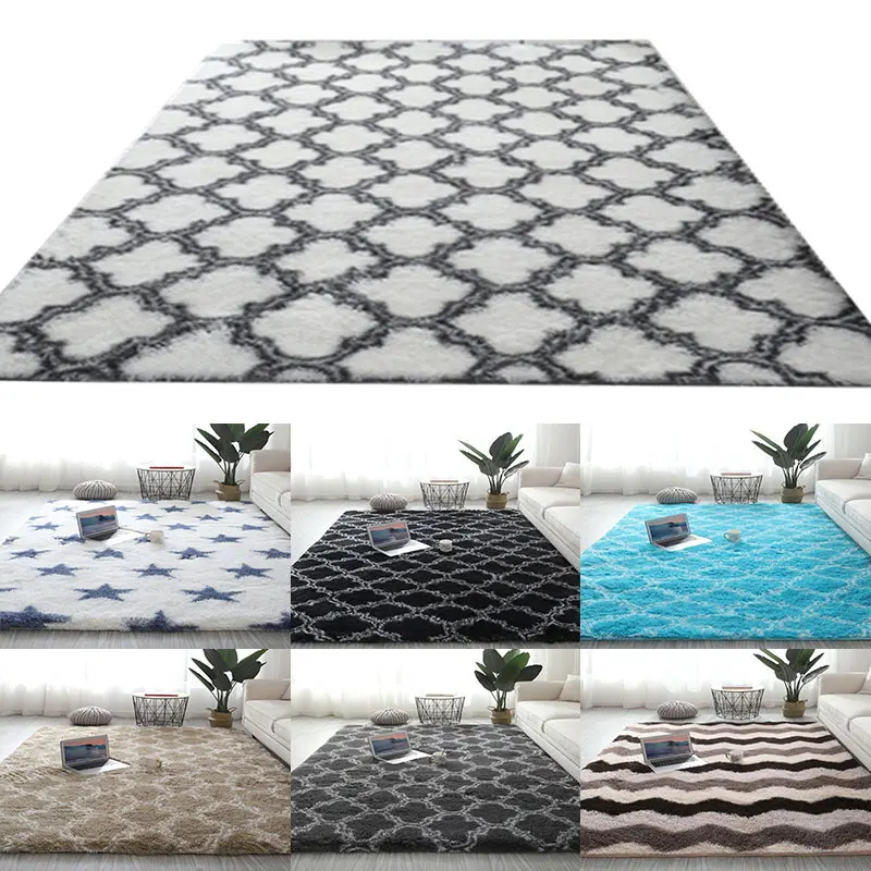 Fluffy Fur Tie Dye Carpets For Bedroom Decor Modernas Home Floor Large Hand Washable Nordica Living Room Soft White Shaggy Rug | Дом и сад