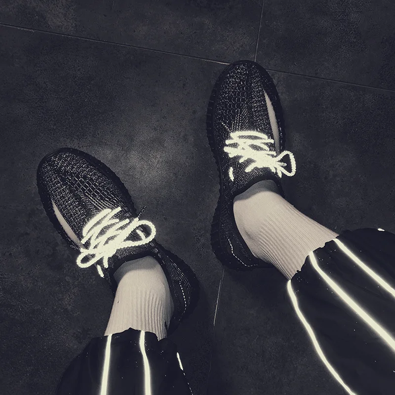 Men Casual Shoes Sports Coconut Fall 2020 New Fashion Trend Front With Reflective Running Breathable Platform Sneakers | Обувь