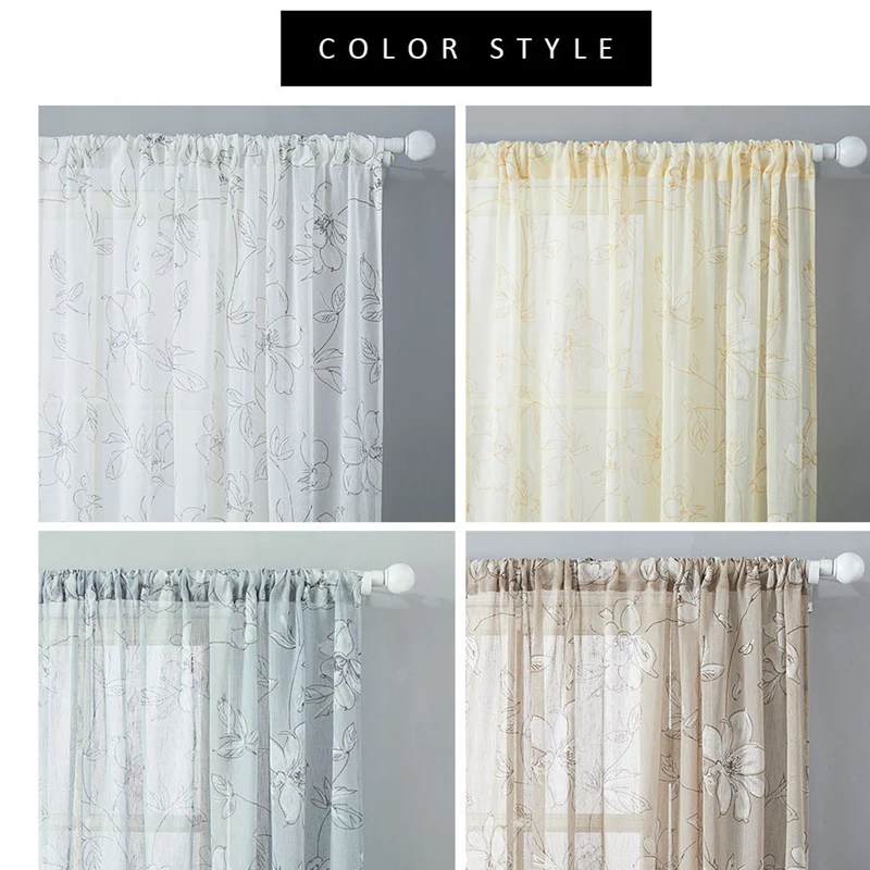 

[Factory Free Custom] GYV1172 1PC Embroidery Sheer VoileTulle Curtains Jacquard LivingRoom Kitchen Bedroom Home Dec Window