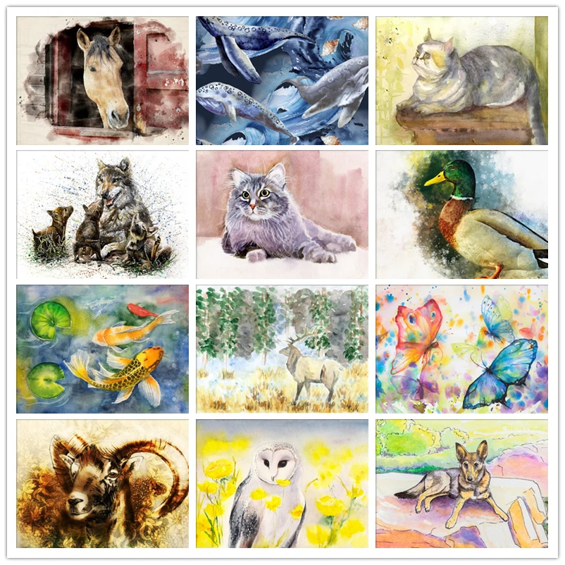 

Full Square Diamond Embroidery Animal 5D DIY Diamond Painting Cute Dog Cat Horse Owl Rhinestone Mosaic Set Home Decoration