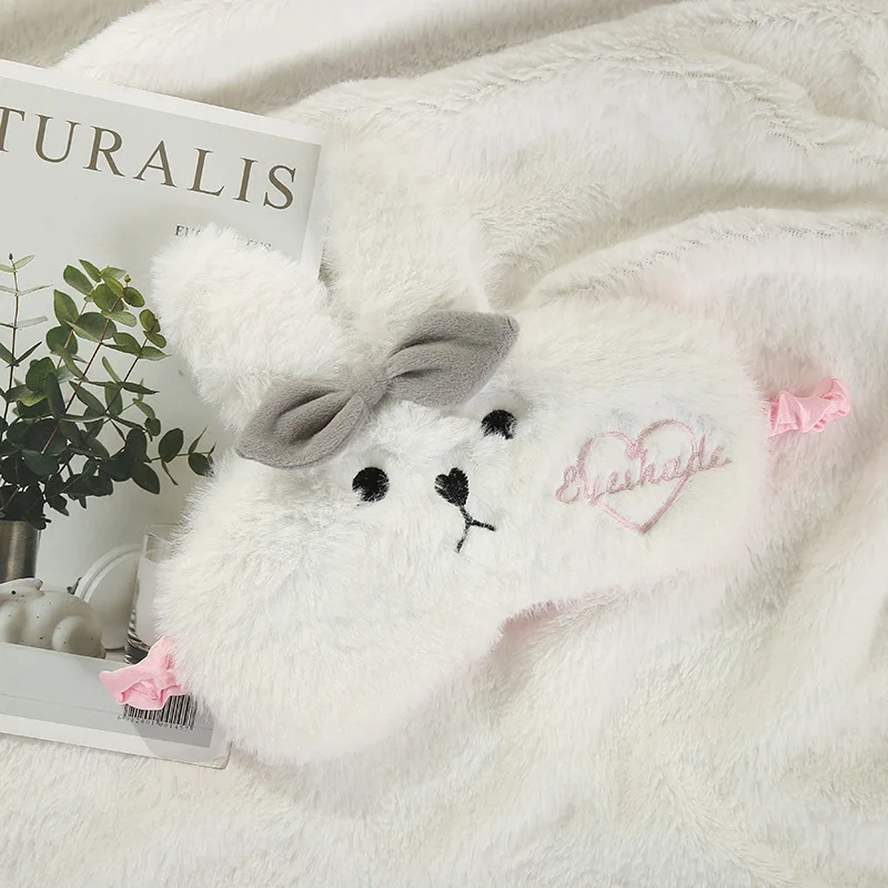 WHITE 2 Милый плюшевый кролик, кошачий глаз, маска для сна, повязка на глаза, повязка на глаза, мультяшная повязка на глаза, подходит для путешествий, подарок для домашней вечеринки - Цвет: WHITE 2