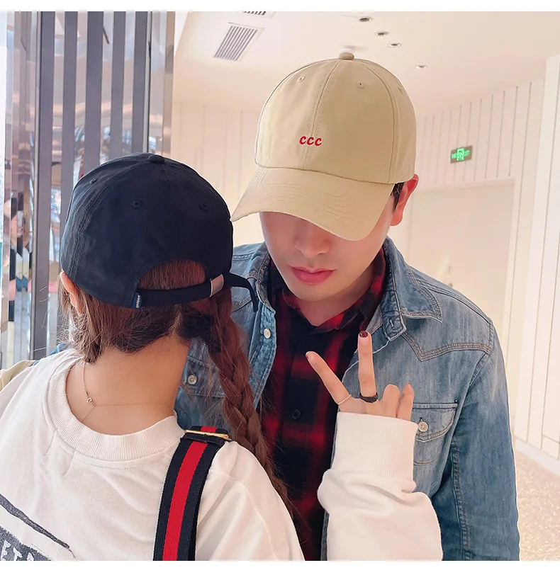 

2021 New Female Couple Cap and Embroidered Lettered Baseball Cap Korean Version Simple Joker Leisure Sunshade Cap