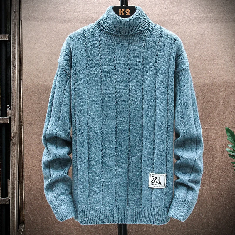 

New High Quality Men Turtleneck Sweater Pullover Shirt Long Sleeve Warm Knitted Turtleneck Sweater Available In Multiple Colors