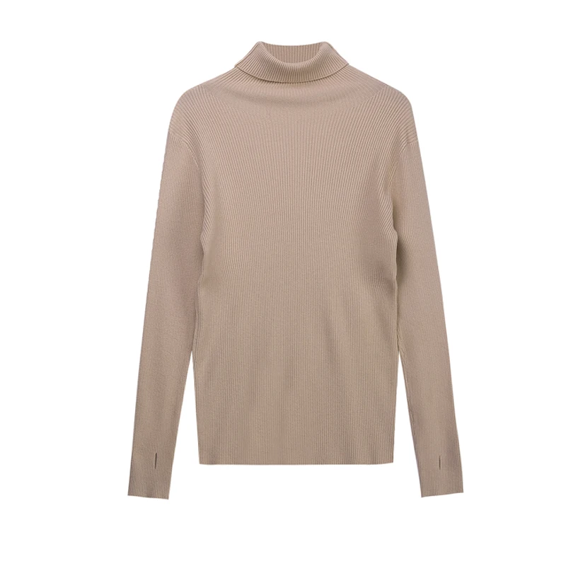 

OUMENGKA Women Autumn Winter Casual Turtleneck Sweater Korean Style Cozy Knitted Warm Female Pullover Thumb hole Sweater
