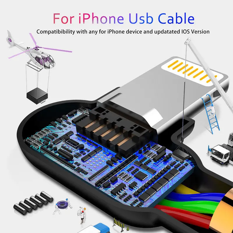 MCDODO 1 8 м светодиодный USB кабель для iPhone X 7 6 5 6s Быстрая зарядка передачи данных 11 Pro