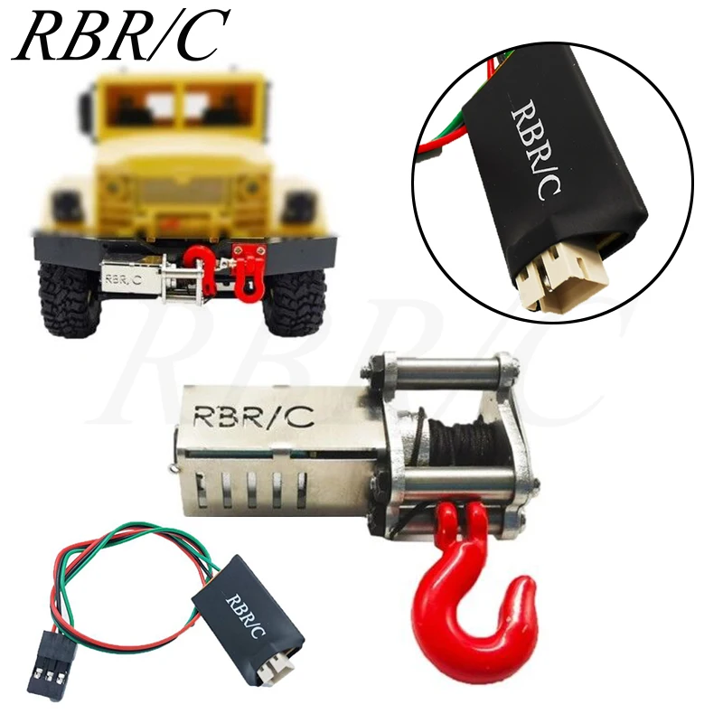 Металлическая электрическая лебедка RBR/C, четырехканальный контроллер, обновленный аксессуар «сделай сам» для WPL JJRC MN, для внедорожного скалолазания, 4WD, радиоуправляемая модель автомобиля