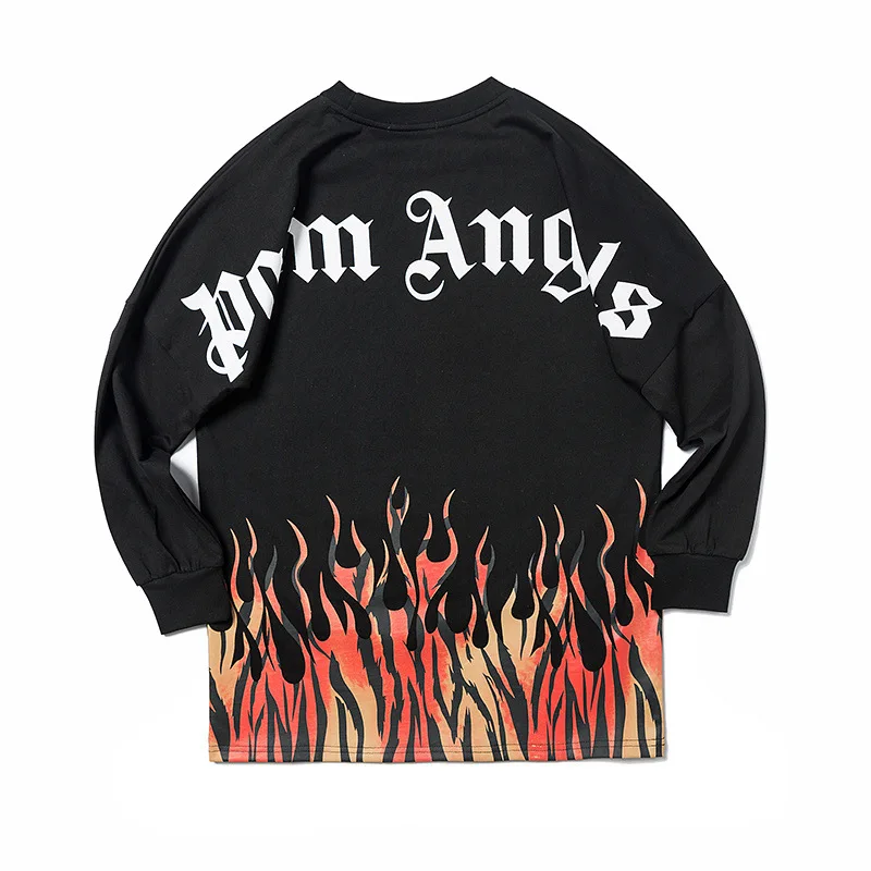 

Palm High quality Angels street hip-hop flame print long sleeve T-shirt wholesale