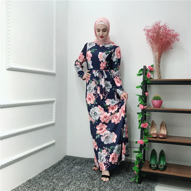 

Elegant Muslim Print Floral Abaya Maxi Dress Cardigan Tunic Kimono Long Robes Jubah Middle East Eid Ramadan Arab Islamic Prayer