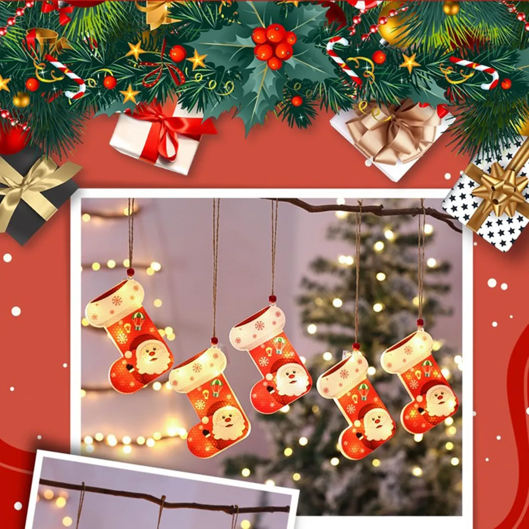 

Christmas Tree Decor Ornament LED Light Santa Claus Xmas Hanging Pendant For Home 2021 Gifts New Year Home Decoration