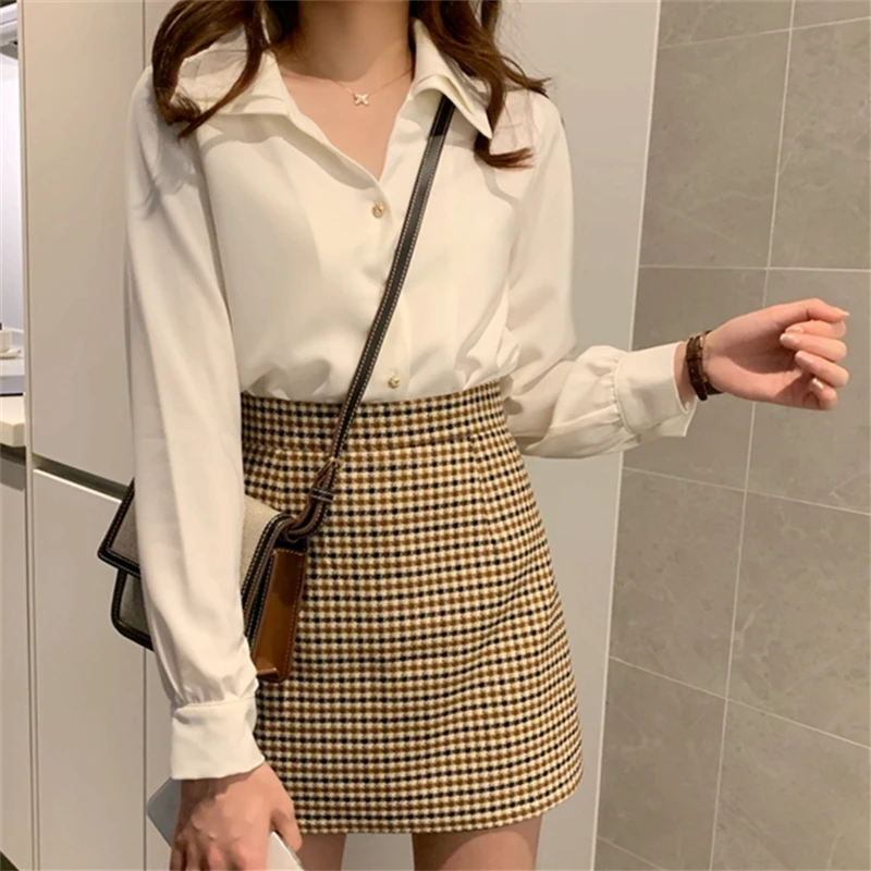 

Белая шифоновая рубашка, женская дизайнерская нишевая рубашка синего цвета на весну и осень 2021, элегантный деловой универсальный топ