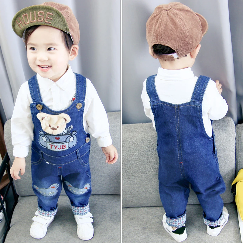 

IENENS Baby Boy Denim Overalls Toddler Jeans Jumpsuit Clothes Infant Clothing Trousers Kids Cartoon Dungarees 1 2 3 4 Years