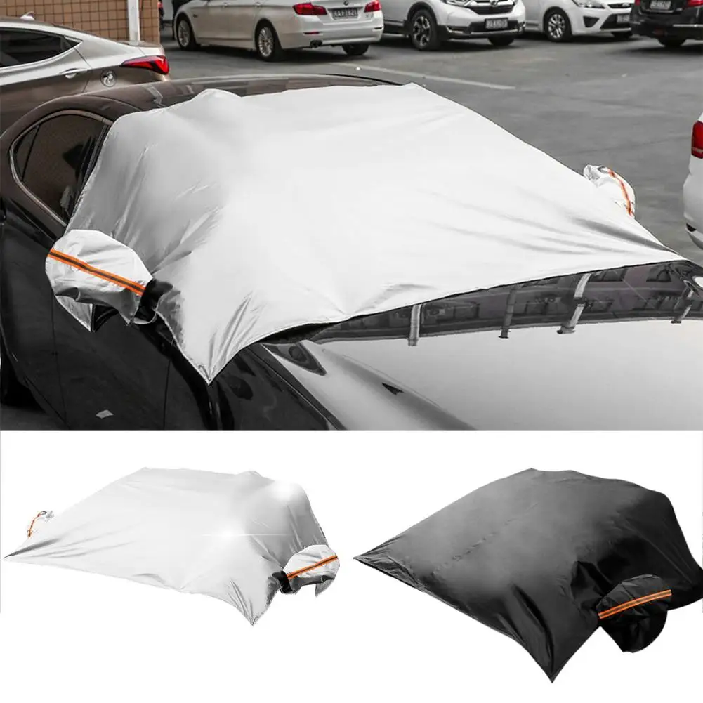 

210T Sliver-coated Auto Cover Cloth Prevent Snow Sun Shade Dust Frost Freezing Car Windshield Cover Protector Cover Universal