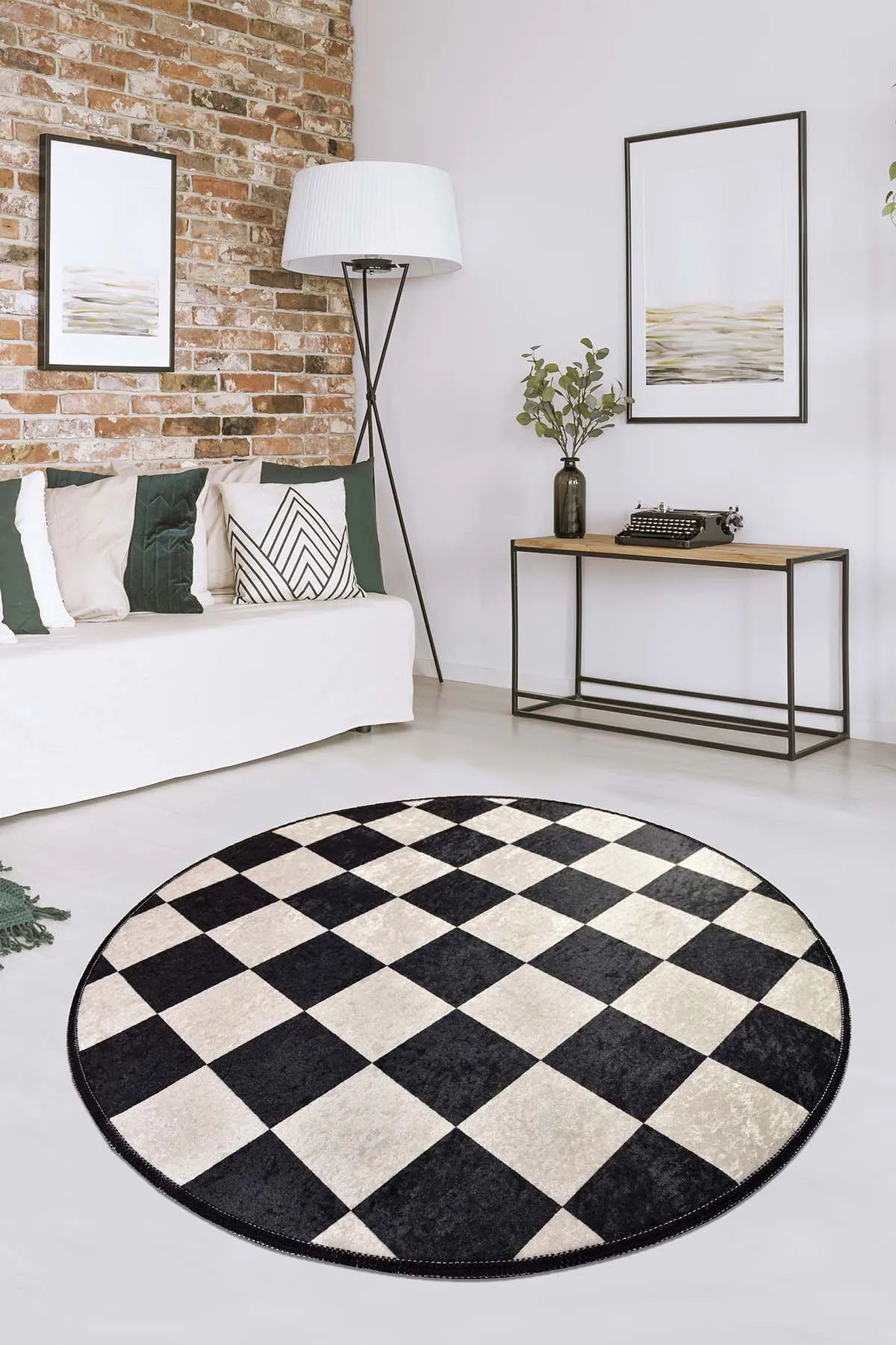 

Дамские коврики с принтом для гостиной, черный и белый ковер для спальни, нескользящий подошва, ковер для детской комнаты, круглый ковер