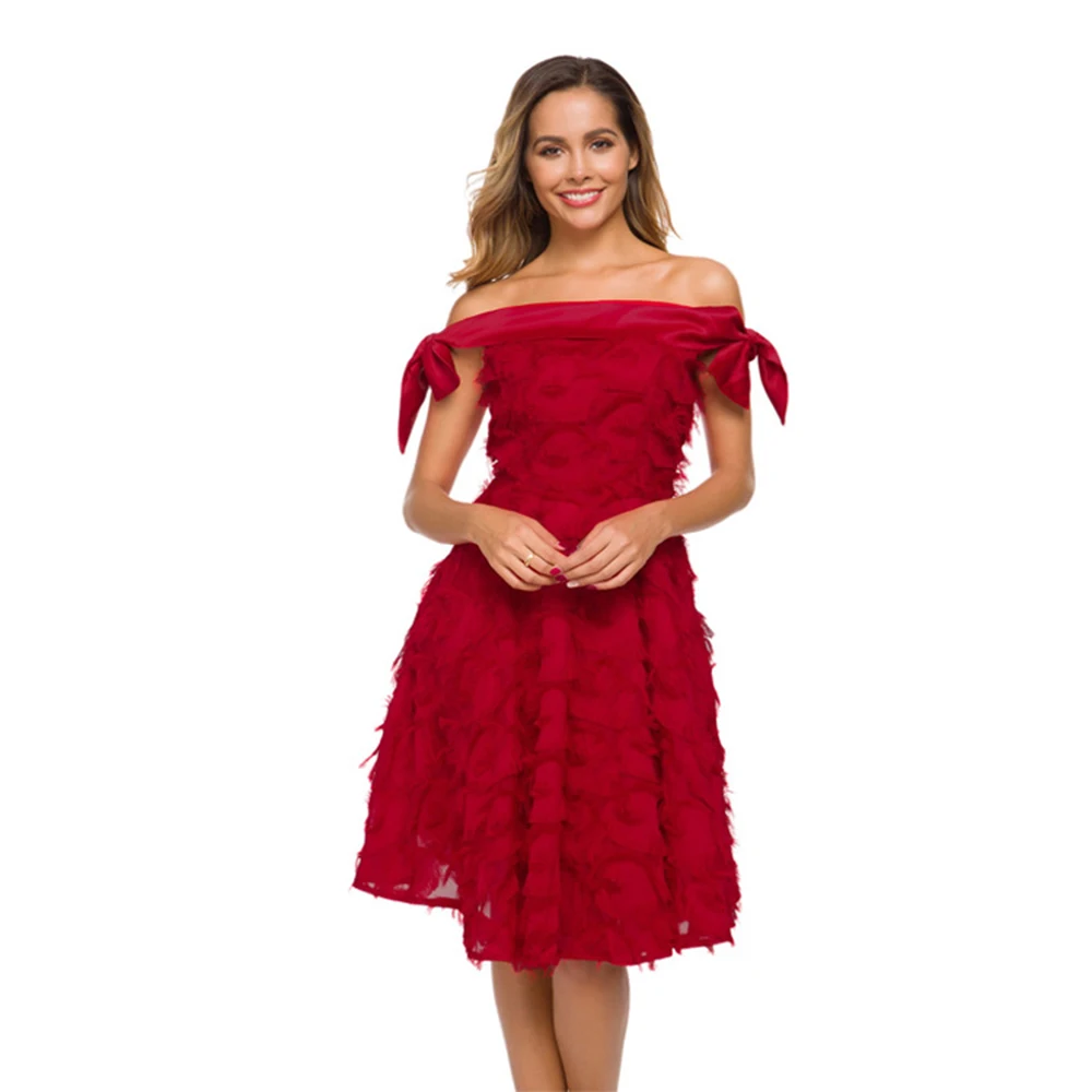 Сексуальное шифоновое платье с кисточками и открытыми плечами для выпускного