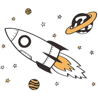 cartoon rocket into space wall stickers for kids rooms baby room wall decor removable vinyl wall decals room decor home decor