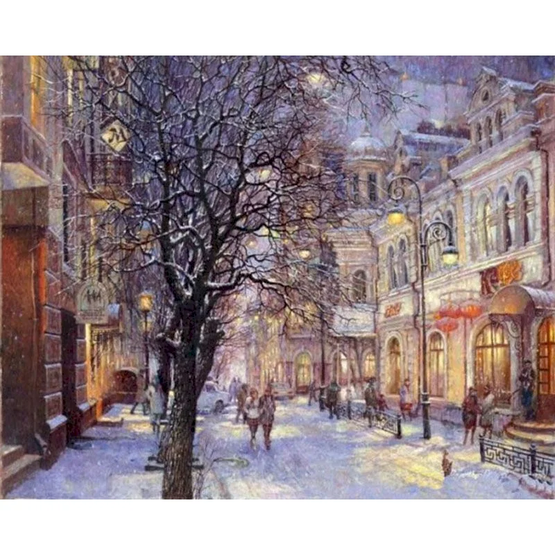 

DIY Painting By Number Canvas Kits Snow Landscape Home Decoration 40x50cm Coloring By Numbers Winter Handmade Gift