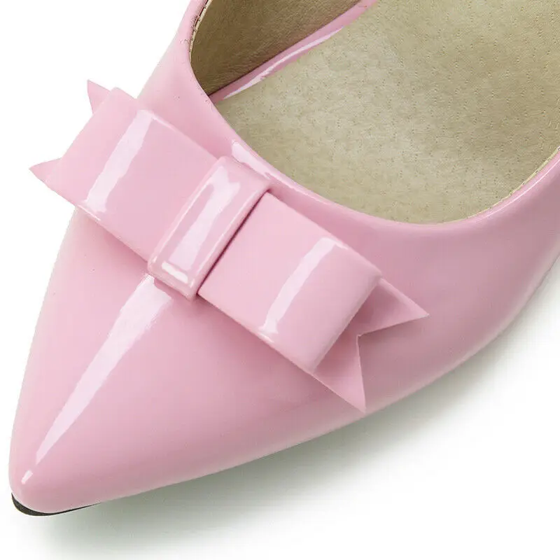 

Women's Classic Pumps Shoes Pointed Toe Sweet Bow Patent Leather Stiletto Kitten Heel Dress Work Office Ladies Shoes