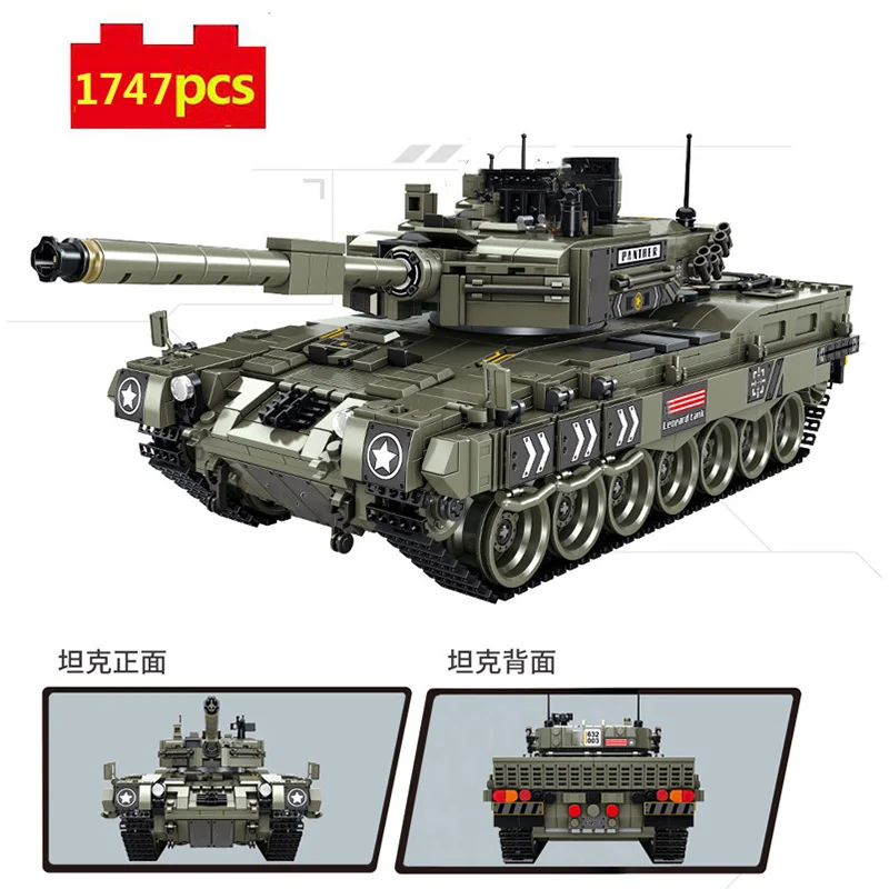 

Military Series World War II German Leopard 2 Main Battle Tank armoured forces Figures DIY Building Blocks Bricks Toys Gifts