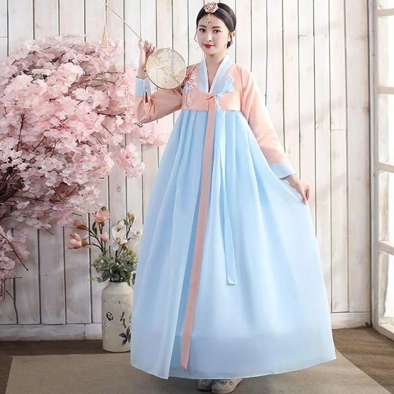 

Palace Korean Traditional Costume For Women Elegant Luxury Hanbok Princess Fairy Dress Cosplay Anicent Retro Long Robe Wedding