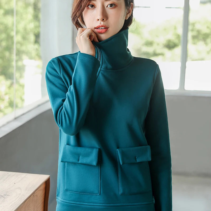 

Lapel hoodie sweatshirt pullover plus velvet thickening autumn and winter 2021 new oblique zipper pocket jacket 6977-1