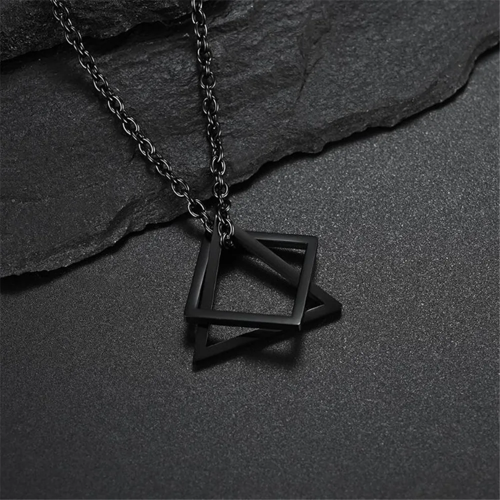 

Creative Geometric Square Combination Men's Necklace Cold Wind Ins Hip Hop Net Red Tide Men And Women Couple Pendant Wholesale