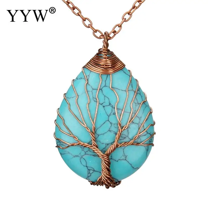 Исцеляющее Дерево жизни YYW Reiki подвески в форме капли воды латунный Цвет