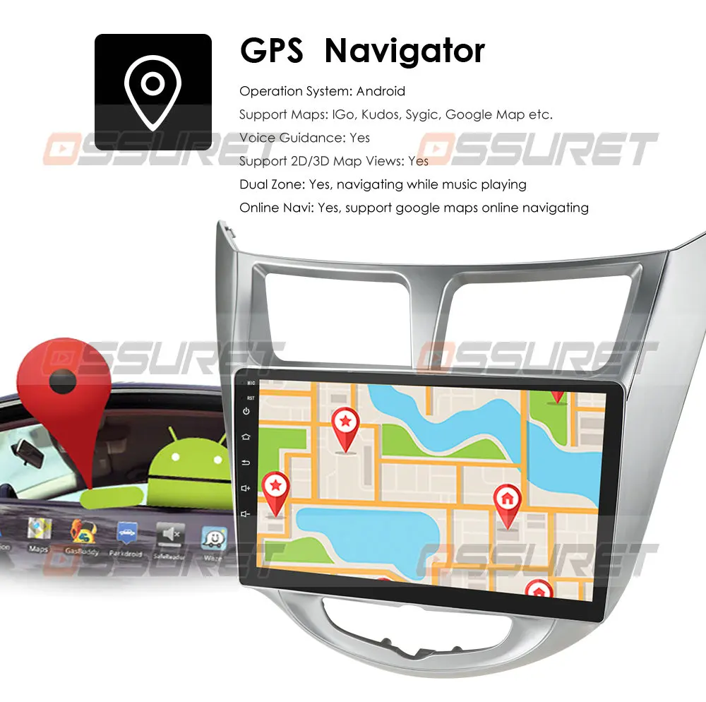 Автомобильный DVD плеер 2din Android 10 ОЗУ 2 Гб для Hyundai Solaris accent Verna автомобильный