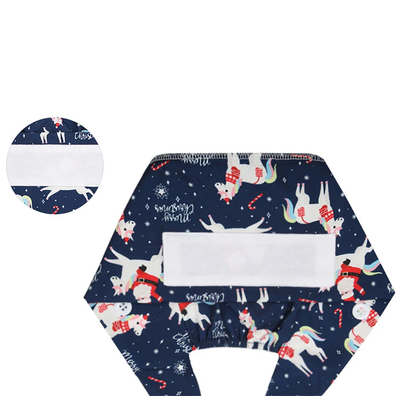 

Christmas Doctors Caps Nurse Hat for Women Print Buckle Baotou Cap Unisex Adjustable Sweat-Absorbent Towel Surgical Cap