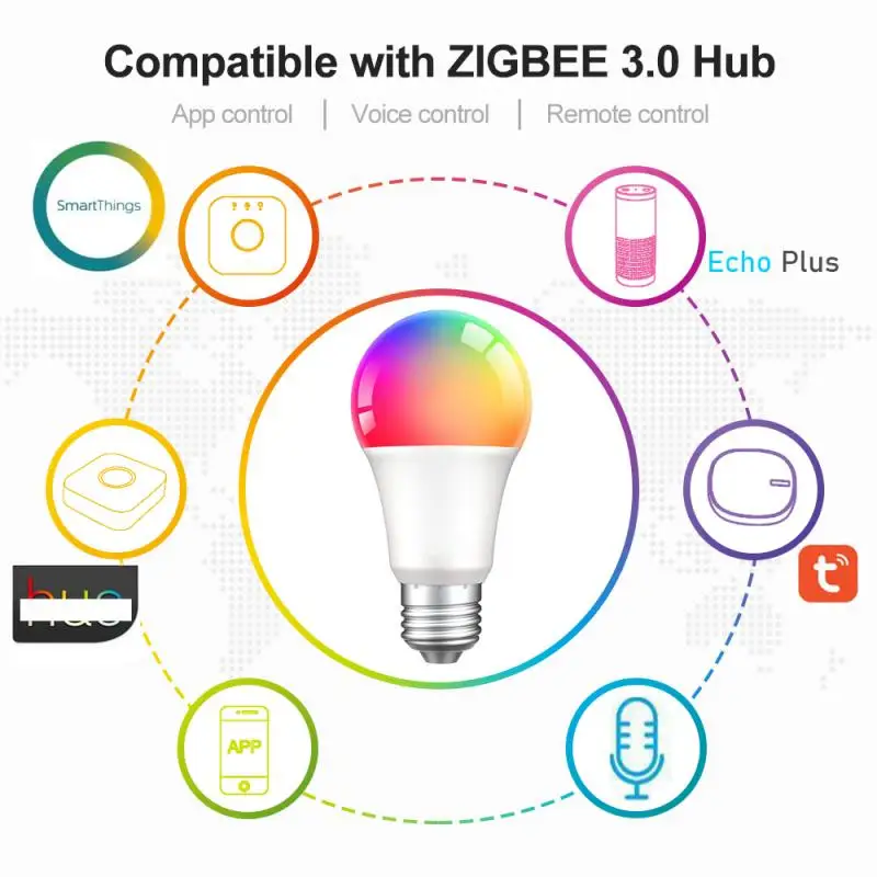 

9W Zigbee 3.0 Smart LED RGBW Bulb E27 Light Lamp For Tuya Smart Life APP Automation Work With Alexa Google Home Smartthings
