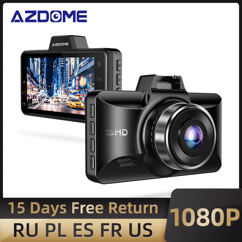 

AZDOME M01 Dash cam 3-дюймовый 2.5D экран 1080P HD Автомобильный DVR регистратор усталость водителя 170 Угол обзора g-сенсор для Uber