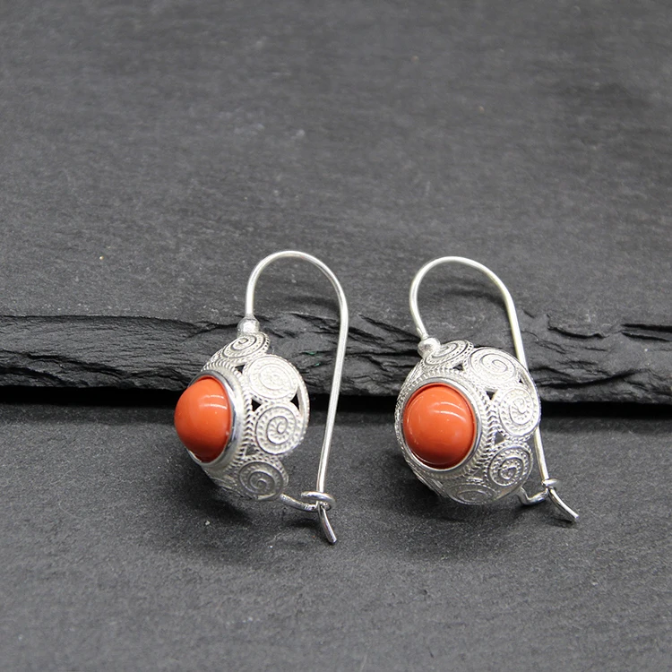 

Ethnic Style 925 Sterling Silver Earrings Mongolian Element Earrings Mongolian Style Sterling Silver Earrings