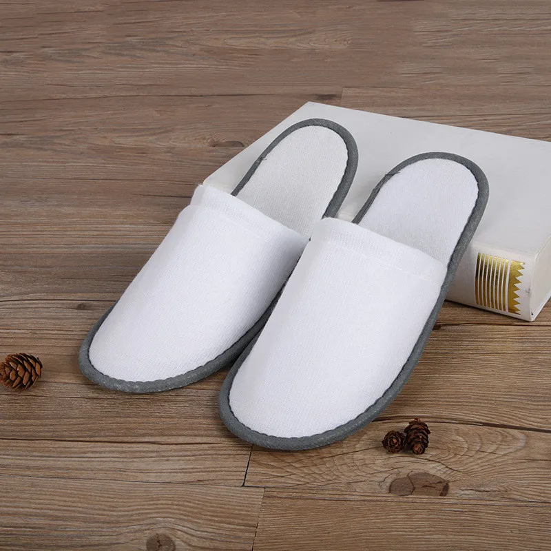 Простые белые одноразовые домашние тапочки Тапочки для путешествий и спа в отеле