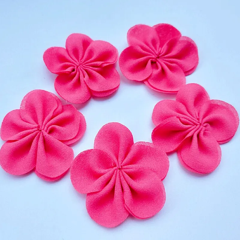 color 09 HL 10 шт. 35 мм шифон пять лепестков цветок DIY аппликации ручной работы Цветы украшения для волос Garament Свадебные украшения - Цвет: color 09