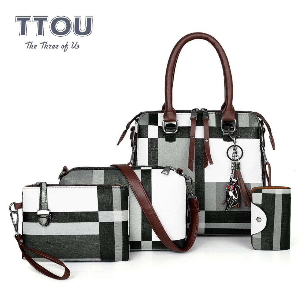 4 шт./компл. клетчатые женские сумки с принтом роскошные дизайнерские кошельки